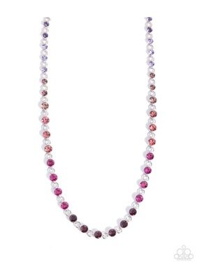 N-98 Multi-Tone Pink Crystal Station Necklace